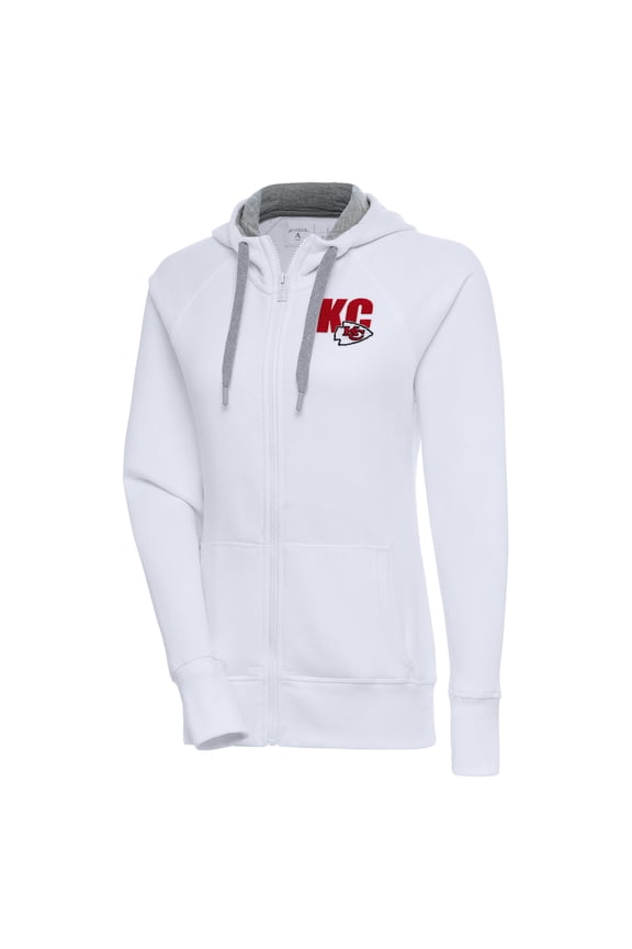 Women's Antigua White Kansas City Chiefs Victory Full-Zip Hoodie