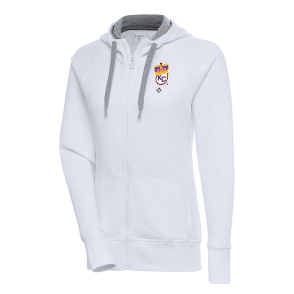 Women's Antigua White Kansas City Monarchs Victory Full-Zip Hoodie