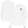 thumbnail image 1 of Women's Antigua White Kansas City Royals Varsity Tri-Blend V-Neck Long Sleeve T-Shirt, 1 of 3