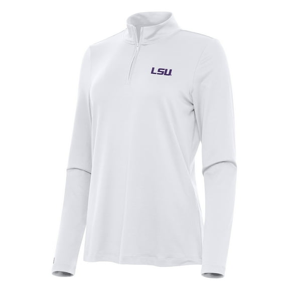 Women's Antigua White LSU Tigers Reprocess Quarter-Zip Top