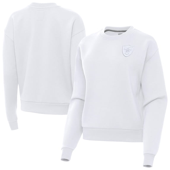 Women's Antigua White Las Vegas Raiders Victory Crew Pullover Sweatshirt