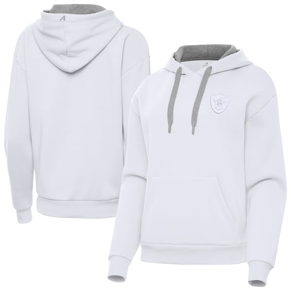 Women's Antigua White Las Vegas Raiders Victory Pullover Hoodie