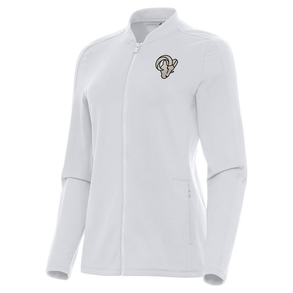 Women's Antigua White Los Angeles Rams Continual Full-Zip Jacket