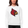 thumbnail image 1 of Women's Antigua White Louisville Cardinals Victory Crewneck Pullover Sweatshirt, 1 of 1