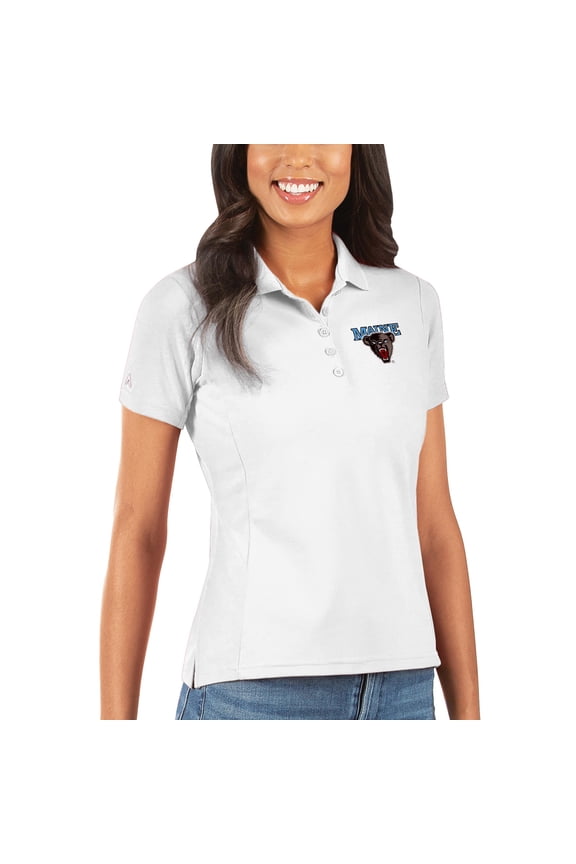 Women's Antigua White Maine Black Bears Legacy Pique Polo