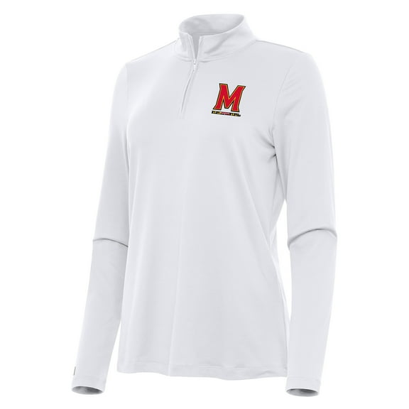 Women's Antigua White Maryland Terrapins Reprocess Quarter-Zip Top