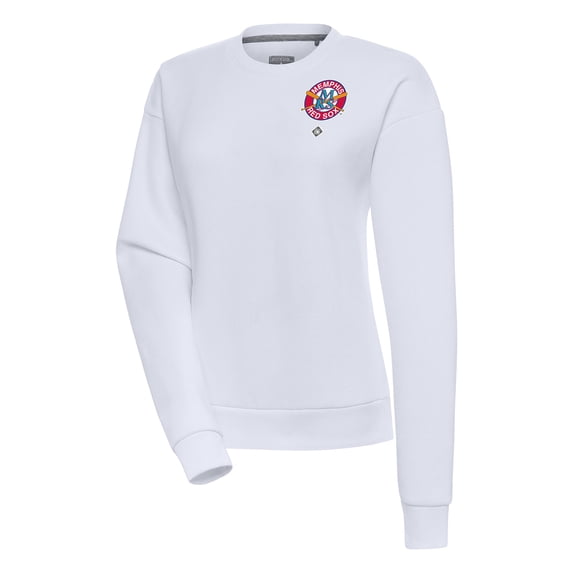 Women's Antigua White Memphis Red Sox Victory Crewneck Pullover Sweatshirt