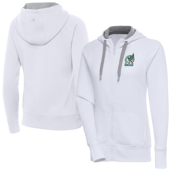 Women's Antigua White Mexico National Team Takeover Full-Zip Hoodie