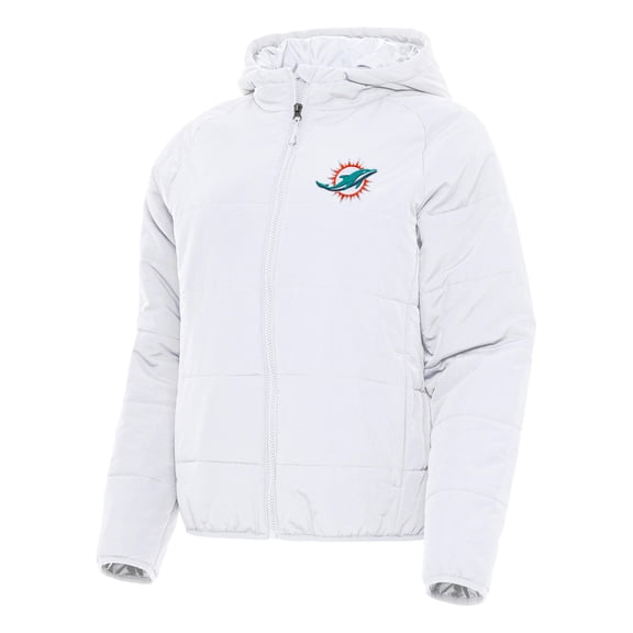 Women's Antigua  White Miami Dolphins  Universe Full-Zip Hoodie Jacket