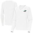 thumbnail image 1 of Women's Antigua White Miami Dolphins Varsity Tri-Blend V-Neck Long Sleeve T-Shirt, 1 of 3