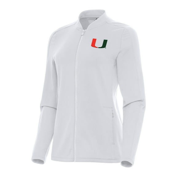 Women's Antigua White Miami Hurricanes Continual Full-Zip Jacket