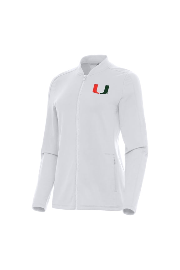 Women's Antigua White Miami Hurricanes Continual Full-Zip Jacket