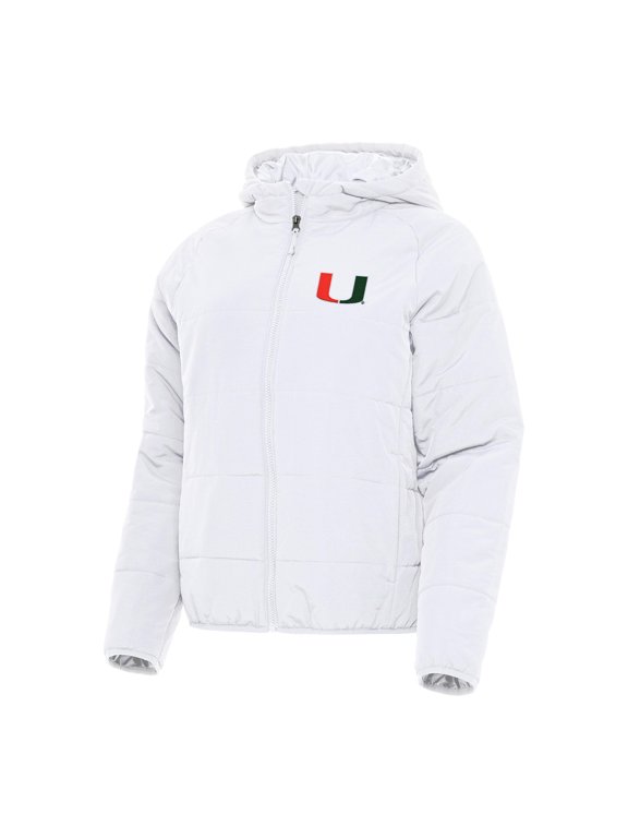 Women's Antigua White Miami Hurricanes Universe Full-Zip Puffer Jacket