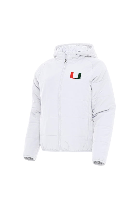 Women's Antigua White Miami Hurricanes Universe Full-Zip Puffer Jacket