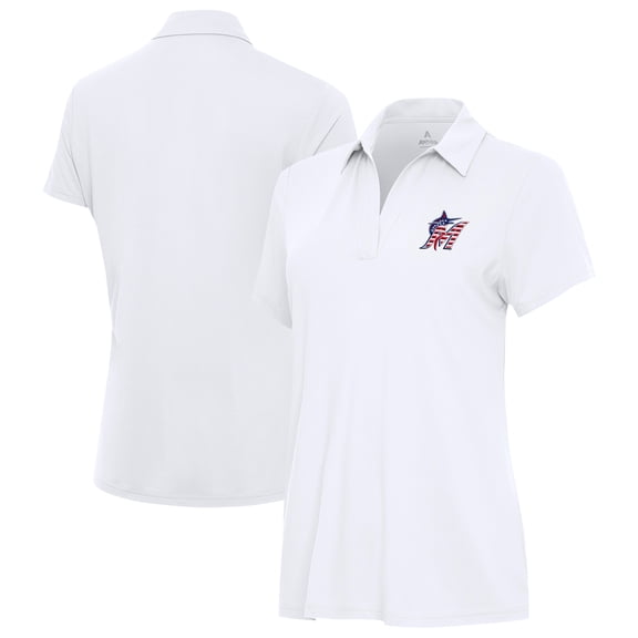 Women's Antigua White Miami Marlins Era Stars and Stripes Team Logo Polo