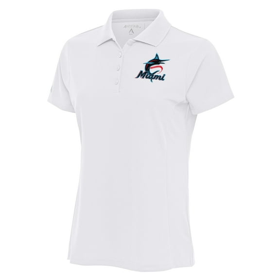 Women's Antigua White Miami Marlins Logo Legacy Pique Polo