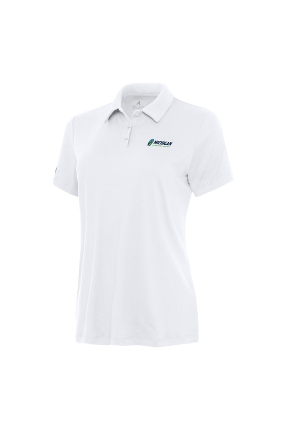 Women's Antigua White Michigan International Speedway Reprocess Polo