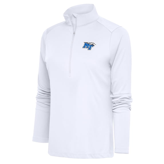Women's Antigua White Middle Tennessee State University Lightning Tribute Half-Zip Top