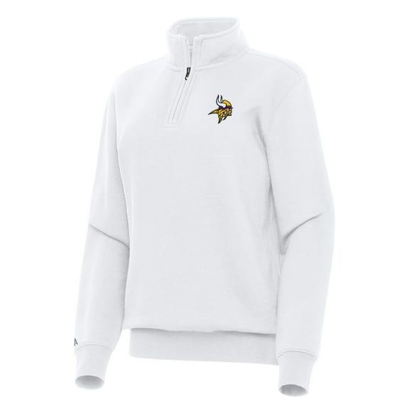 Women's Antigua  White Minnesota Vikings Victory Quarter-Zip Top