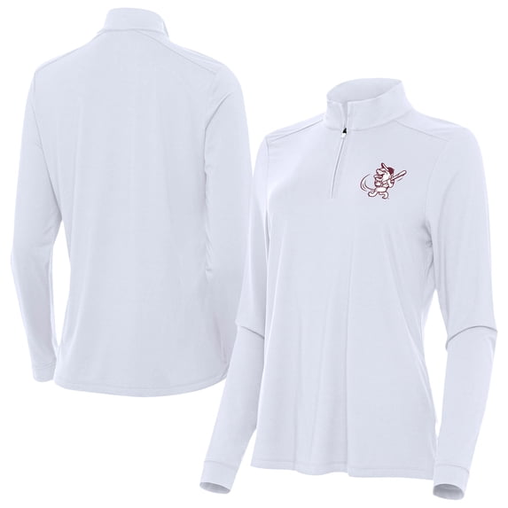 Women's Antigua White Mississippi State Bulldogs Intent Swinging Bully Quarter-Zip Pullover