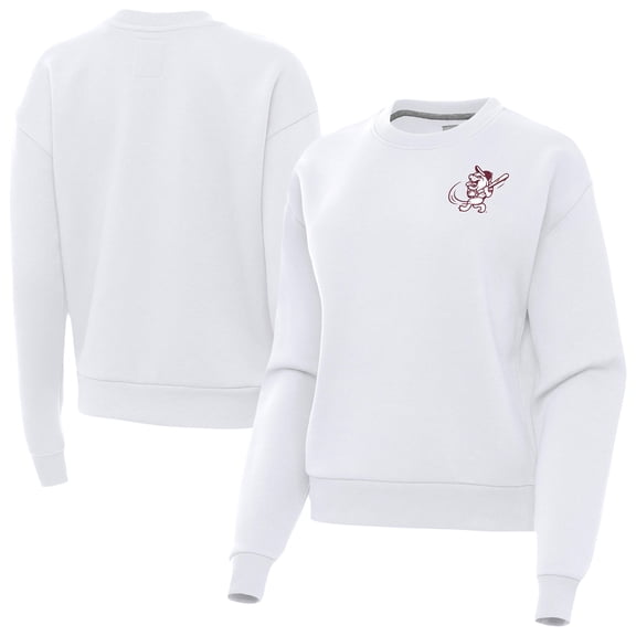 Women's Antigua White Mississippi State Bulldogs Victory Swinging Bully Pullover Sweatshirt