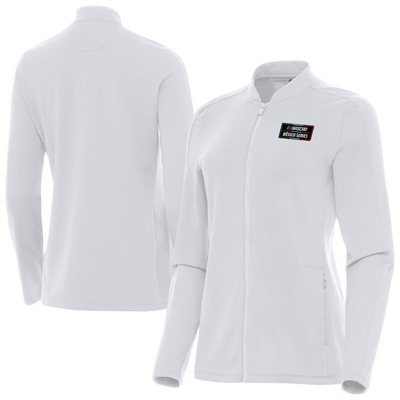 Women's Antigua White NASCAR Mexico Series Race Continual Full-Zip Jacket