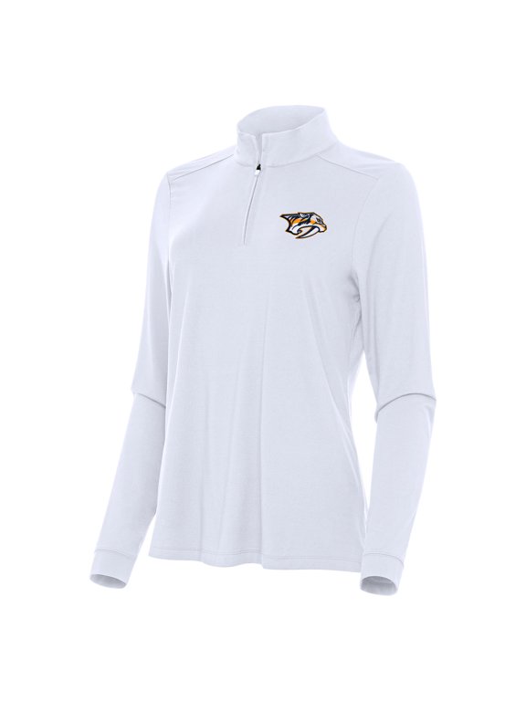 Women's Antigua White Nashville Predators Intent Quarter-Zip Top