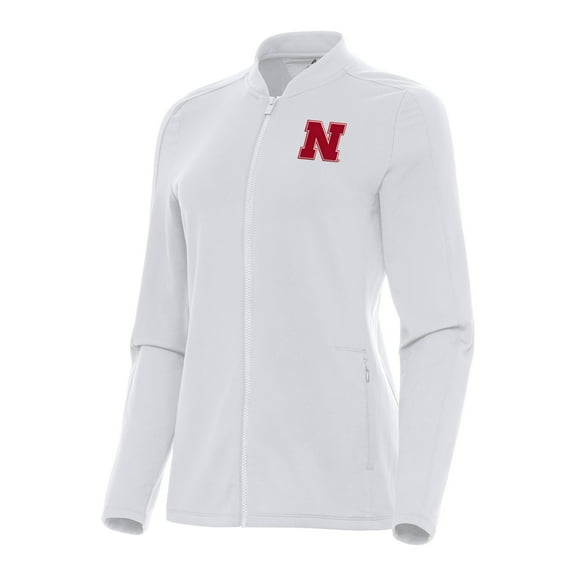 Women's Antigua White Nebraska Huskers Continual Full-Zip Jacket