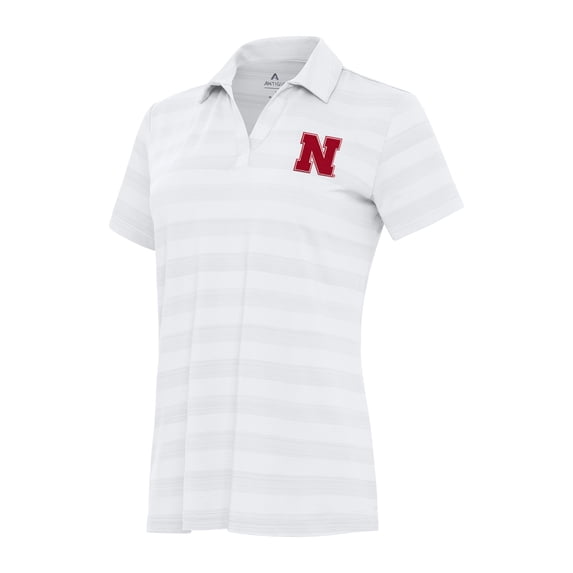Women's Antigua White Nebraska Huskers Tunnel Polo