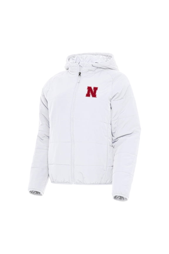 Women's Antigua White Nebraska Huskers Universe Full-Zip Puffer Jacket