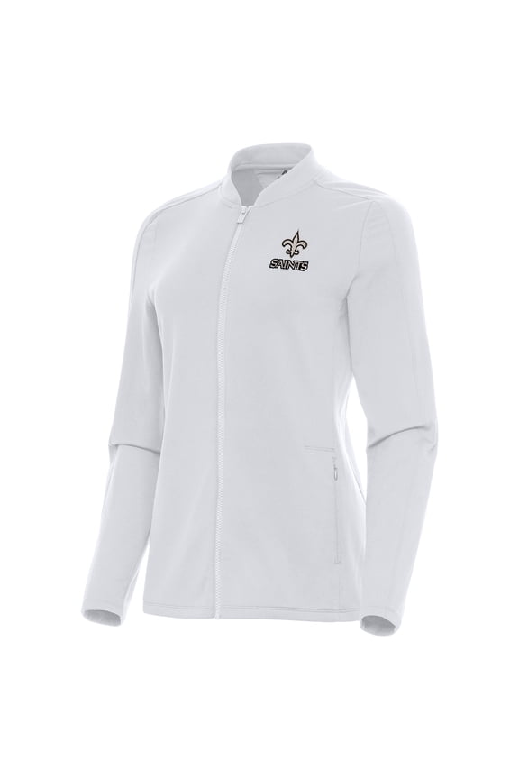 Women's Antigua  White New Orleans Saints Continual Full-Zip Jacket