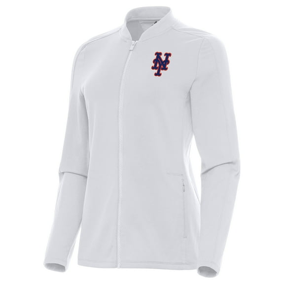 Women's Antigua White New York Mets Continual Full-Zip Jacket