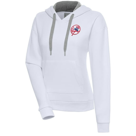 Women's Antigua White New York Yankees Cooperstown Victory Pullover Hoodie