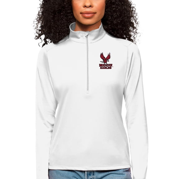 Women's Antigua White North Carolina Central Eagles Tribute Quarter-Zip Pullover Top