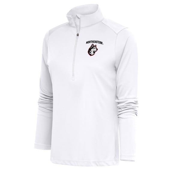 Women's Antigua White Northeastern Huskies Tribute Half-Zip Pullover Top