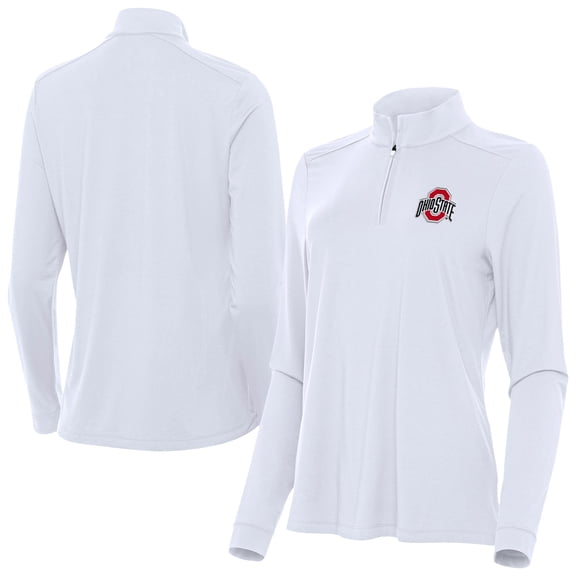 Women's Antigua White Ohio State Buckeyes Intent Quarter-Zip Top