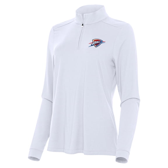 Women's Antigua White Oklahoma City Thunder Intent Quarter-Zip Top