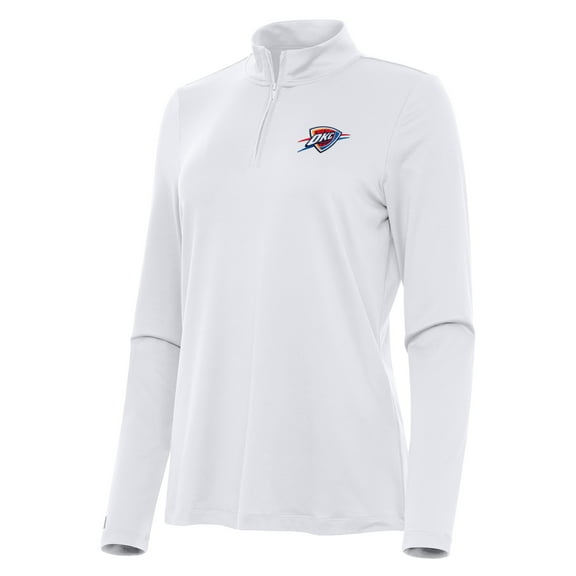 Women's Antigua White Oklahoma City Thunder Reprocess Quarter-Zip Top