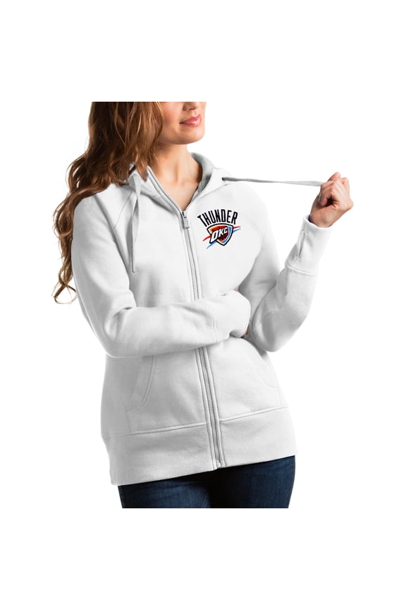 Women's Antigua White Oklahoma City Thunder Victory Full-Zip Hoodie