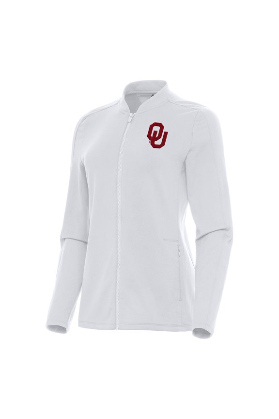 Women's Antigua White Oklahoma Sooners Continual Full-Zip Jacket