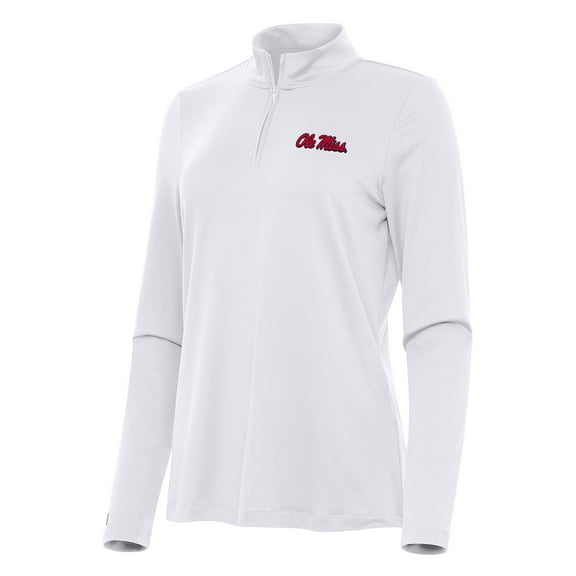 Women's Antigua White Ole Miss Rebels Reprocess Quarter-Zip Top
