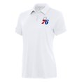 thumbnail image 1 of Women's Antigua White Philadelphia 76ers Reprocess Polo, 1 of 1