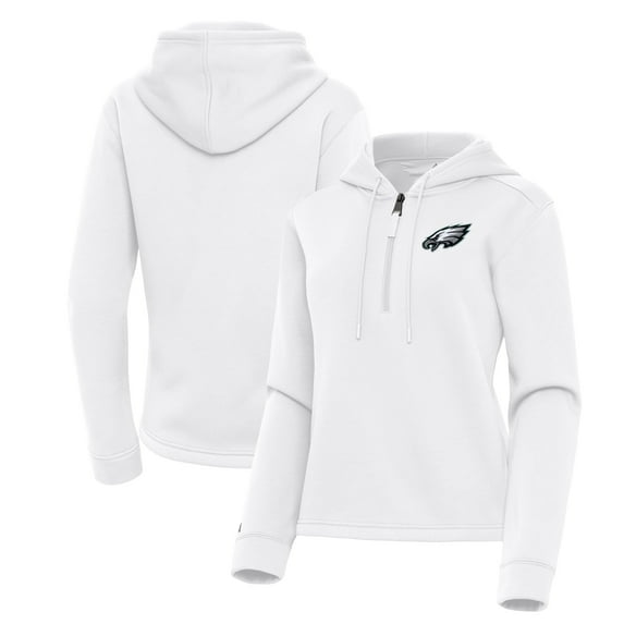 Women's Antigua White Philadelphia Eagles Contemporary Quarter-Zip Hoodie
