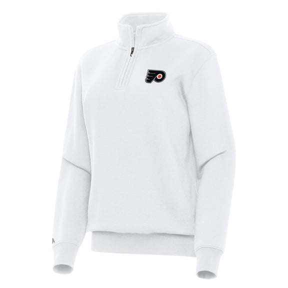 Women's Antigua White Philadelphia Flyers Victory Quarter-Zip Sweatshirt