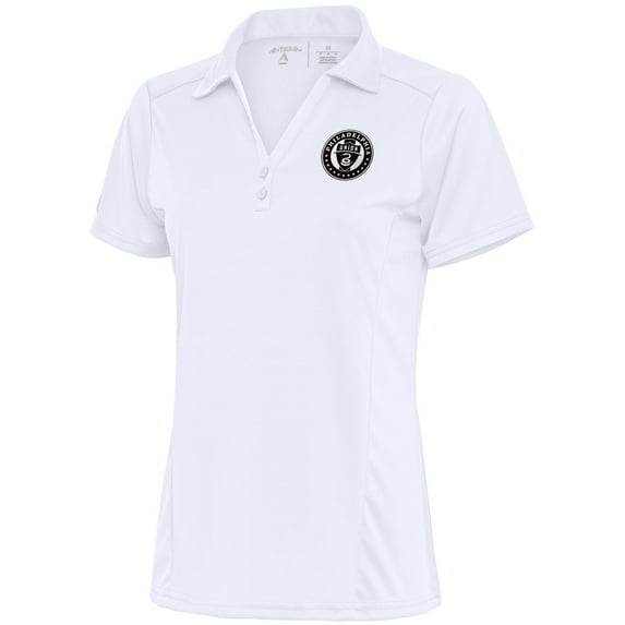 Women's Antigua White Philadelphia Union Brushed Metallic Tribute Desert Dry Polo