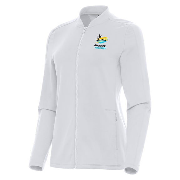 Women's-Antigua White Phoenix Raceway Continual Full-Zip Jacket