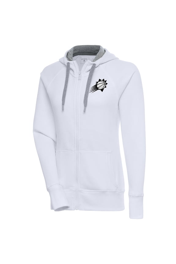 Women's Antigua  White Phoenix Suns Brushed Metallic Victory Full-Zip Hoodie