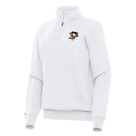 Women's Antigua White Pittsburgh Penguins Victory Quarter-Zip Sweatshirt