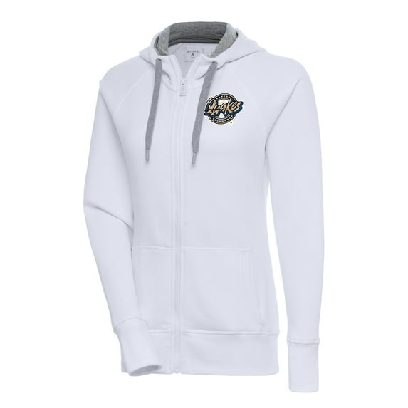 Women's Antigua White Rancho Cucamonga Quakes Victory Full-Zip Hoodie