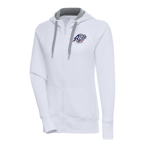 Women's Antigua White Reno Aces Victory Full-Zip Hoodie